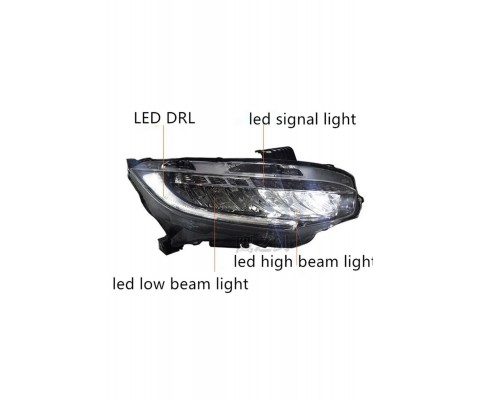Honda Civic Fc5 Ön Far Lambası Ledli Executive Model Led Kayar Sinyalli (2016+)